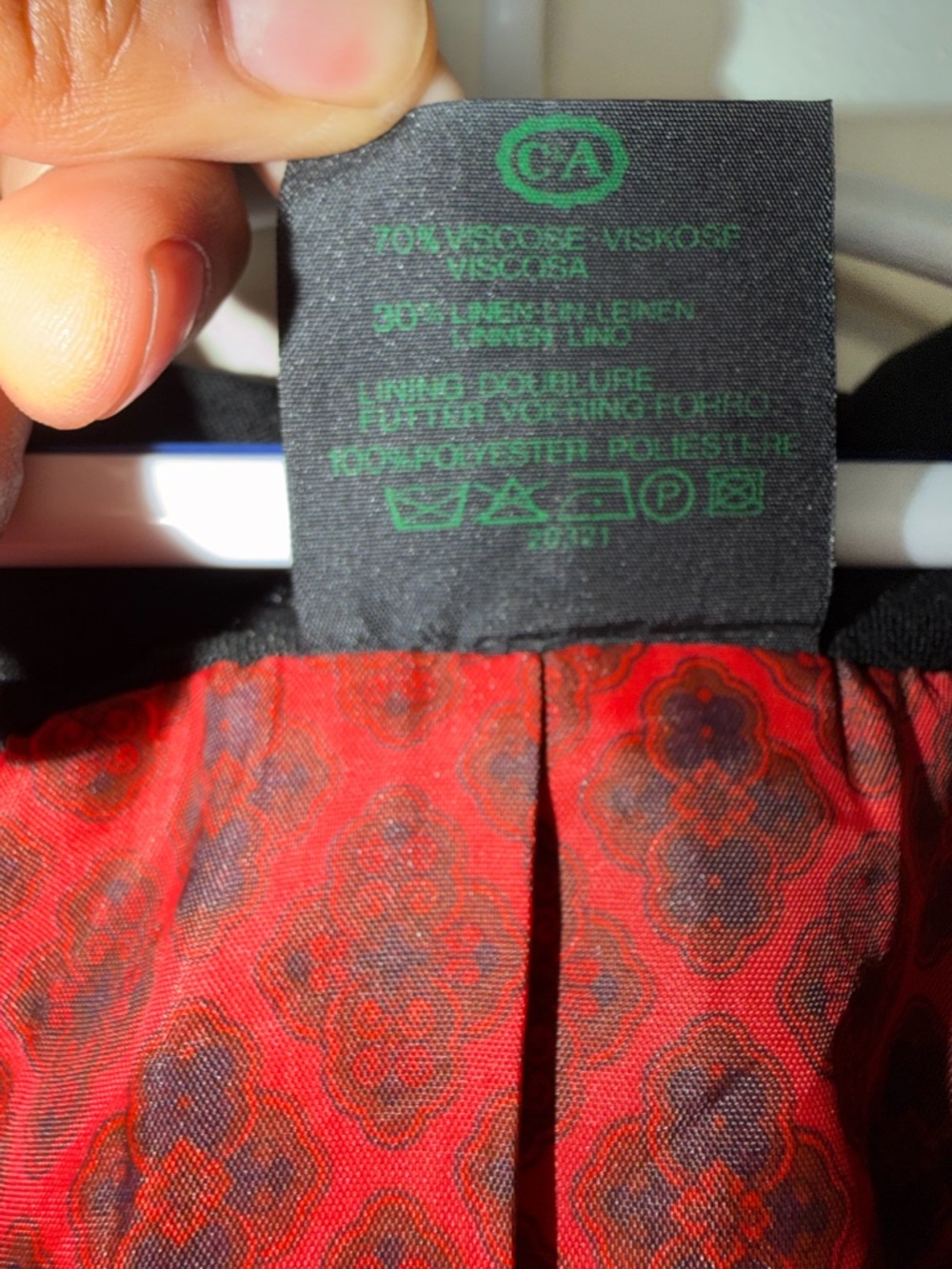 Altenbeurer Black Linen Blend Blazer Red Trim Lined Jacket Size 38 Vintage Style - Picture 7 of 10